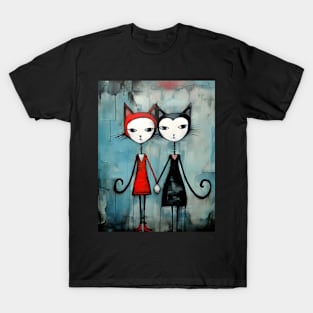 Whimsical Valentines Day Cats T-Shirt